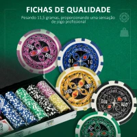 SPORTNOW Conjunto de Póquer Profissional com 500 Fichas de 11,5 g 2 Baralhos de Cartas 5 Dados Prata(m-5)