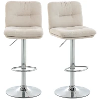 HOMCOM Conjunto de 2 Bancos de Bar Giratórios Estofados em Linho com Altura Ajustável 64-86 cm e Apoio para Pés Bege(m-10)