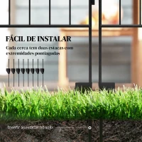 Outsunny Cercas de Jardim de 4 Painéis 88x110 cm Cercas de Jardim Metálicas Cercas Decorativas com Ângulo Ajustável Preto(m-4)