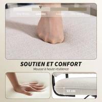 HOMCOM Chaise bureau ergonomique, fauteuil de bureau avec hauteur réglable, pivotant 360°, 63 x 65 x 83-92 cm, crème(m-5)