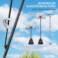 SPORTNOW Tabela de Basquetebol para Exterior Altura Ajustável em 16 Níveis 150-305 cm com Rodas e Base Recarregável  Preto(m-4)