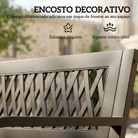 Outsunny Banco de Jardim Exterior de 2 Lugares com Assento Ripado, Apoios de Braço e Estrutura de Aço 119x50x75 cm Preto(m-6)