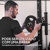 SPORTNOW Discos de Pesos com Orifício de Ø50 mm 2 Discos de 5 kg com Triplo Aperto para Halteres e Barras Ø24x4,5 cm Preto(m-5)