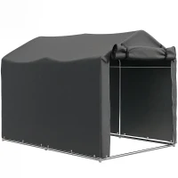 Outsunny Abrigo de Exterior para Ferramentas e Bicicletas 2,2x1,57x1,65 m com Porta Desmontável com Fecho de Correr Cinzento Escuro(m-1)