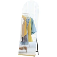 HOMCOM Espelho de Pé 160x50 cm Espelho de Corpo Inteiro sem Moldura Base de Madeira  Prata e Preto(m-11)