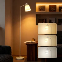 HOMCOM Candeeiro de Pé LED Regulável com Ecrã Giratório 350° 3 Temperaturas de Cor 3000K/4000K/6500K 45x21x148 cm Branco(m-10)
