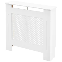 HOMCOM Cache-radiateur, couvercle de radiateur, couverture radiateur, grille ronde, 78L x 19l x 82H cm en bois blanc(m-1)