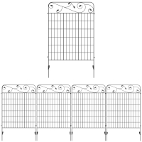 Outsunny Cercas de Jardim de 4 Painéis 88x110 cm Cercas de Jardim Metálicas Cercas Decorativas com Ângulo Ajustável Preto