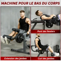 SPORTNOW Machine d'extension de jambe, étirement des jambes, capacité 120 kg, multifonction 100 x 90 x 105 cm acier noir(m-4)