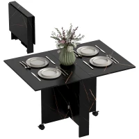 HOMCOM Mesa de Sala de Jantar Dobrável com Rodas Mesa Multifuncional para Sala de Jantar 120x80x73 cm Preto(m-10)