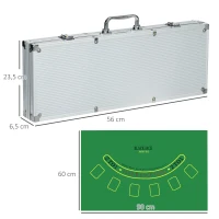 SPORTNOW Conjunto de Póquer Profissional com 500 Fichas de 11,5 g 2 Baralhos de Cartas 5 Dados Prata(m-3)