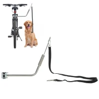 PawHut Laisse de Vélo pour Chien 180 cm en Inox , Fixation Rapide, Ressort Amortisseur, Sangle Ajustable, Argent(m-11)