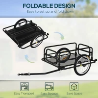 HOMCOM Bike Cargo Trailer in Steel Frame Extra Bicycle Storage Carrier with Hitch-Black(m-5)