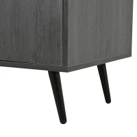 Mobile porta TV con anta in vetro ribaltabile e foro passacavi, 200x40x55.5 cm, Grigio e Marrone(m-9)