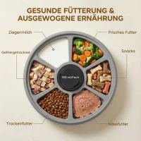 PawHut Futterautomat, automatischer kabelloser Futterspender mit Timer bis zu 6 Mahlzeiten, LED-Display, Kühlakku Grau(m-4)