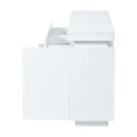 Mobile credenza a LED con 2 cassetti e 4 ante, 140x35x72.5 cm, Bianco(m-7)