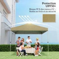 Outsunny Toile de Rechange pour Tonnelle 3 x 3 m UV50+ Imperméable avec 8 Trous de Drainage 3 x 3 m, crème(m-4)