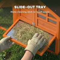 PawHut Domek dla królików 2 poziomy, drewniany domek z wodoodpornym dachem asfaltowym, wybieg, rampa, drzwi, 123,5 x 62,6 x 92,5 cm, pomarańczowy(m-6)