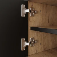 Mobile TV basso con 4 ripiani e 7 piedini, 160x36.5x45 cm, Color legno e Nero(m-11)