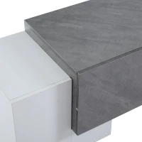 Mobile TV basso con illuminazione LED Bluetooth, 4 ante e vano portaoggetti, 180x40x46.5 cm, Bianco e Grigio(m-13)