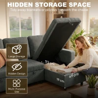 HOMCOM Pull Out Sofa Bed with 113 x 49cm storage space - Charcoal Grey(m-5)