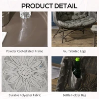 Outsunny Zestaw mebli ogrodowych, 2 fotele wiklinowe z stolikiem, składane, poduszki na siedzisko, rama ze stali, kolor: Piasek(m-7)