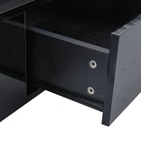 Tavolino da salotto regolabile in altezza con illuminazione LED, sollevamento idraulico e spazio a scomparsa, 96x45x40 cm, Nero(m-12)