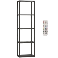 HOMCOM RGB Stehlampe mit Glasregalen, 4-Ebenen-LED-Stehleuchte mit Fernbedienung, Musiksynchronisation, Schwarz