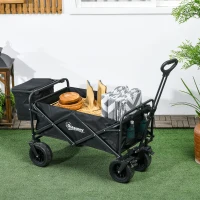 Outsunny Carrinho de Transporte Dobrável com Bolsa Térmica Removível Capacidade 100 kg para Campismo Praia 113x57x77-100 cm Preto(m-10)