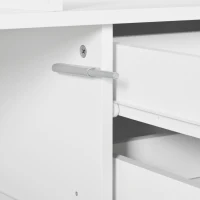 LED-Credenza, 2 ante, 4 cassetti e vano in vetro, 160x35x70 cm, Bianco(m-9)