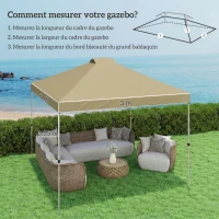 Outsunny Toile de Rechange pour Tonnelle 3 x 3 m UV50+ Imperméable avec 8 Trous de Drainage 3 x 3 m, crème(m-3)
