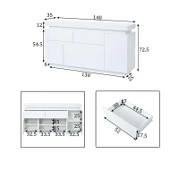 Mobile credenza a LED con 2 cassetti e 4 ante, 140x35x72.5 cm, Bianco(m-3)