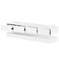 Lowboard per TV LED, montato a parete, quattro cassetti di uguale dimensione, 130x33x15 cm, Bianco(m-7)