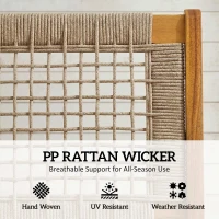 Outsunny Fotel ogrodowy z podnóżkiem 2-częściowy FSC Drewno akacjowe Fotel wypoczynkowy z siedziskiem rattanowym Styl boho Regulowane nóżki(m-5)