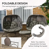 Outsunny Zestaw mebli ogrodowych, 2 fotele wiklinowe z stolikiem, składane, poduszki na siedzisko, rama ze stali, kolor: Piasek(m-6)