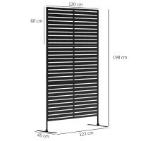 Outsunny Decorative Privacy Fence Screen, Metal Outdoor Privacy Screen Climbing Plant Trellis with Stand, 122 x 198 cm, Black(m-3)