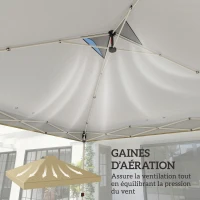 Outsunny Toile de Rechange pour Tonnelle 3 x 3 m UV50+ Imperméable avec 8 Trous de Drainage 3 x 3 m, crème(m-5)