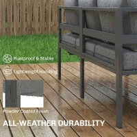 Outsunny 3 Pieces Garden Furniture Set, Aluminium Corner Lounge Set with Adjustable Backrest and Coffee Table(m-7)