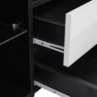 Mobile TV basso a LED con 2 cassetti e ante a ribalta, 180x40x45 cm, Bianco e Nero(m-10)