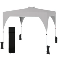 Outsunny Tenda Dobrável 3x3 m Pop-up Tenda de Jardim com Bloqueio Central UPF50+ Altura Ajustável 3 Níveis Bolsa de Transporte Cinza(m-11)