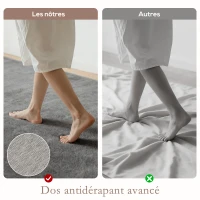 HOMCOM Tapis salon 160 x 120 cm tapis à poils longs, lavable en machine, antidérapant, en fausse fourrure, gris clair(m-5)