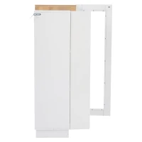 Vetrina per soggiorno a LED con frontale in acrilico trasparente, 74x40x120 cm, Bianco e Color legno(m-8)