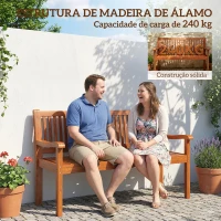 Outsunny Banco de Jardim em Madeira, Banco de Exterior de 2 Lugares com Capa Impermeável Encosto Ergonómico 125x62x90 cm Castanho Claro(m-6)