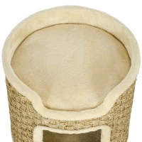 PawHut 37cm Cat Barrel Tower, Small Cat Tree for Indoor Cats with Plush Platform, Khaki(m-7)