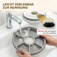 PawHut Futterautomat, automatischer kabelloser Futterspender mit Timer bis zu 6 Mahlzeiten, LED-Display, Kühlakku Grau(m-9)