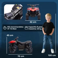 AIYAPLAY Quad Elettrico per Bambini ATV con Batteria Ricaricabile 6V, Fari LED e Musica, Età 3-6 Anni, Rosso(m-3)