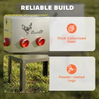 PawHut Futterautomat Hühner 18 kg Füllmenge mit abschließbarer Deckel verstellbarer Beine 6 Öffnungen 42,3x25x55,3 cm Silber(m-8)