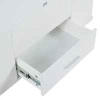 Tavolino multiuso con 4 sgabelli nascosti, 100x50x45 cm, Bianco(m-12)
