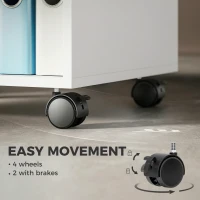 HOMCOM Stojak na drukarkę z 2 otwartymi półkami i kółkami z blokadą do biura, domu, faksu, skanera, 40 x 35 x 56 cm, biały(m-5)