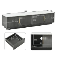 Mobile TV basso a 4 cassetti effetto marmo, 160x40x38.5 cm, Grigio(m-3)